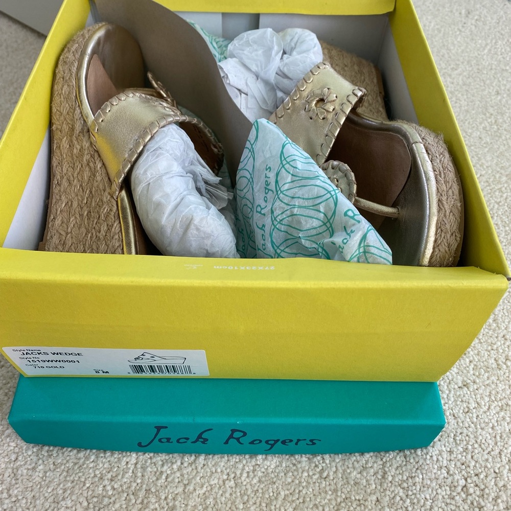 Jack Rogers Gold Wedge Woman’s Sandal Size 8M